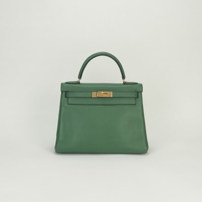 エルメス HERMES ケリー28 ケリー 28 バッグ トートバッグ ショルダーバッグ クシュベル グリーン Green 緑 ゴールド金具 ハンドバッグ 2Way 内縫い