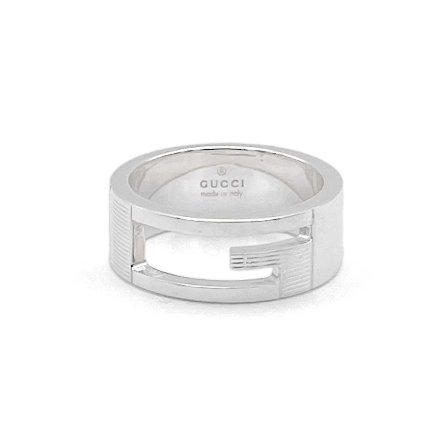 GUCCI グッチ ブランデッドG ロゴ リング・指輪
 カットアウト SV925 13.5号 シルバー 新品仕上済 レディース
 【中古】