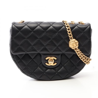 シャネル CHANEL マトラッセ カメリア ショルダーバッグ バッグ ラムスキン(羊革) レディース ブラック系 AS4001 【中古】