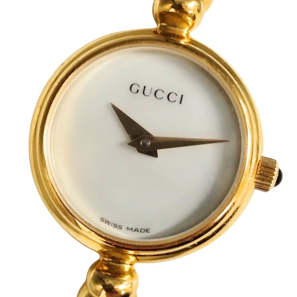 やや傷や汚れあり】GUCCI グッチ 2700.2.L シェル文字盤 バングル