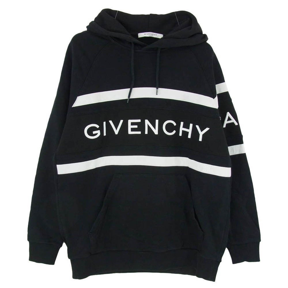 GIVENCHY ジバンシィ BMJ02L3Y3P ライン ロゴ プルオーバー スウェット パーカー ブラック系 XS【中古】