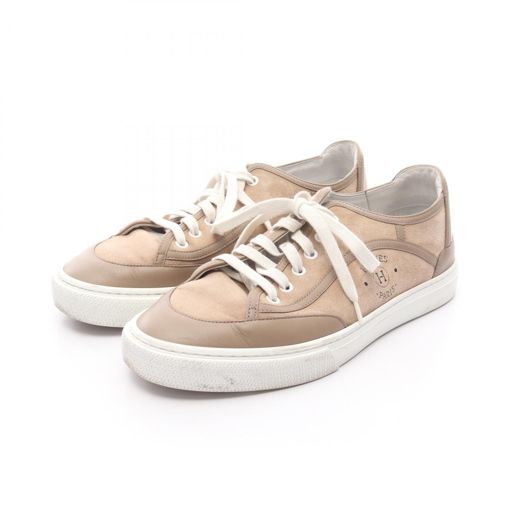 エルメス HERMES ゲット スニーカー 靴 レザー ファブリック ベージュ メンズ ベージュ系 【中古】