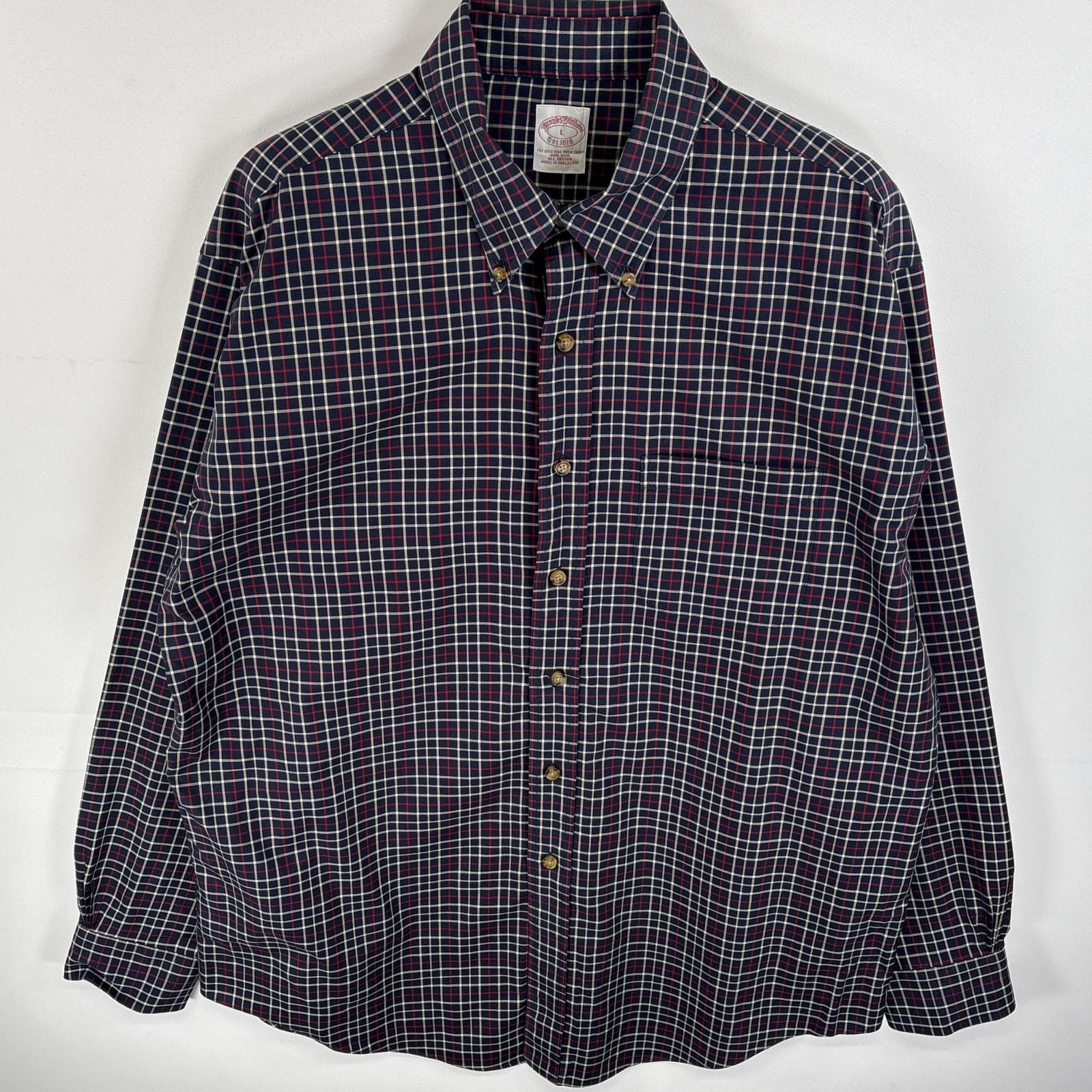 古着 ブルックスブラザーズ Brooks Brothers 長袖シャツ ボタンダウンシャツ 胸ポケ NON-IRON L ネイビー系 チェック メンズ