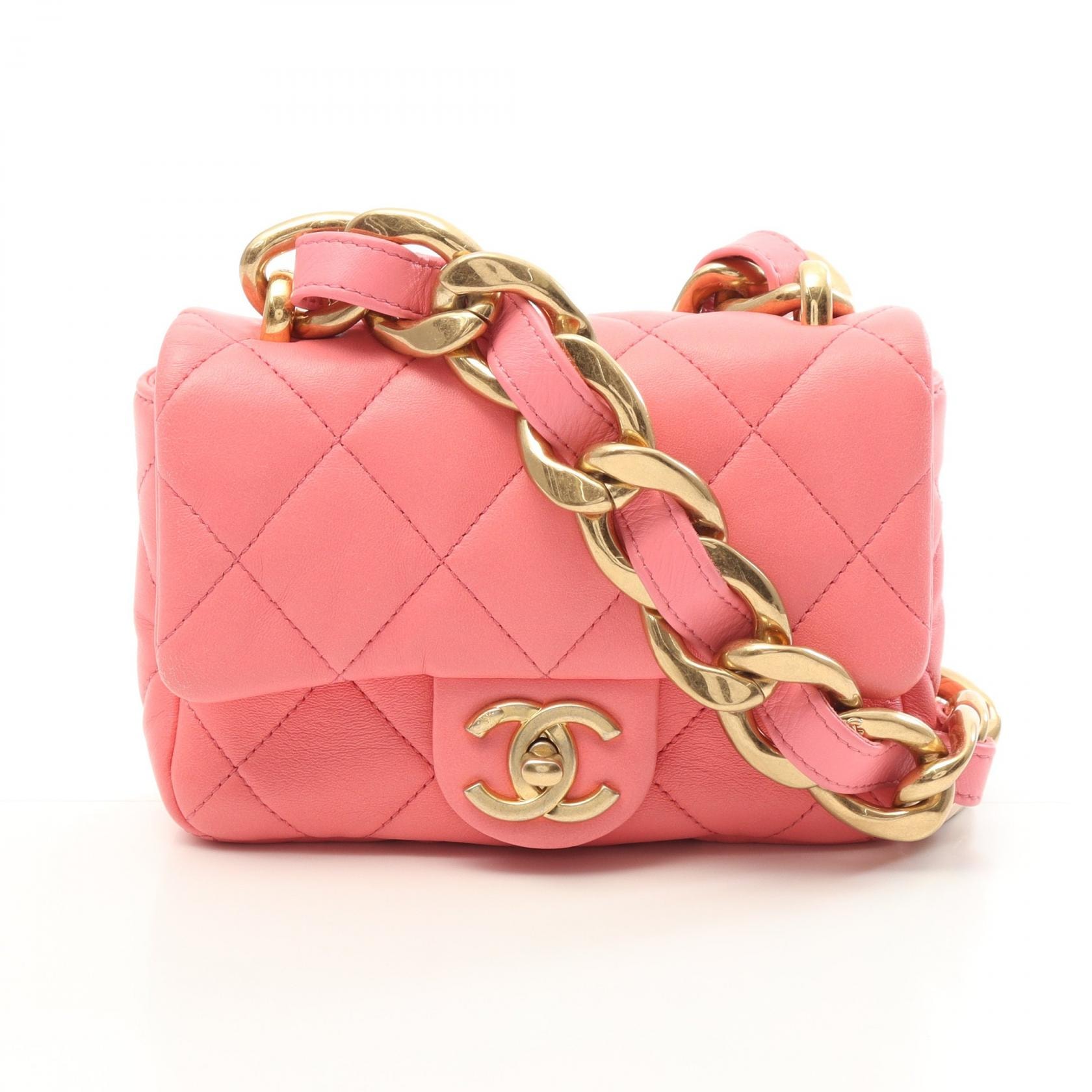 シャネル CHANEL ミニマトラッセ ショルダーバッグ バッグ ラムスキン(羊革) レディース ピンク系 AS3213 【中古】