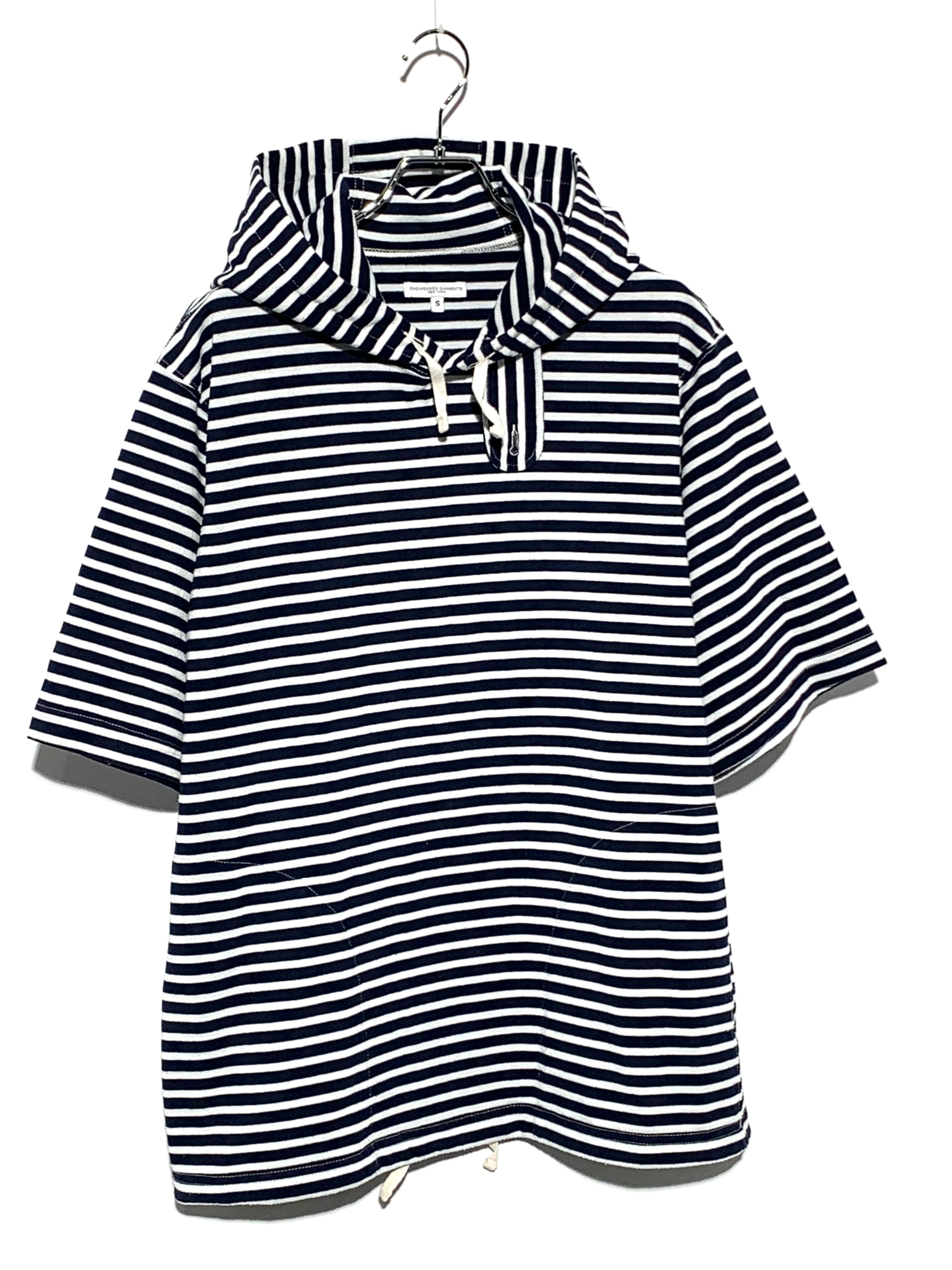 Engineered Garments Short Sleeve Hoody -PC Stripe Jersey White×Blue