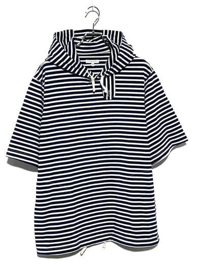 Engineered Garments Short Sleeve Hoody -PC Stripe Jersey White×Blue