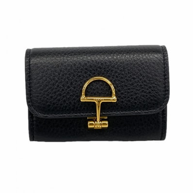 ★最終価格【6cd5563-k】グッチ カードケース ソフトビット 828148 レザー ブラック ゴールド金具【中古】レディース