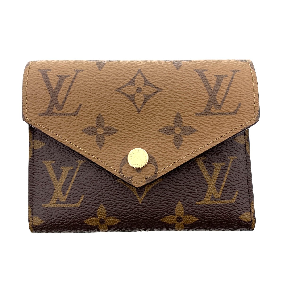 LOUIS VUITTON ルイ・ヴィトン ポルトフォイユ・ヴィクトリーヌ 三つ折り財布 M81557 モノグラムリバース ブラウン  レディース【中古】