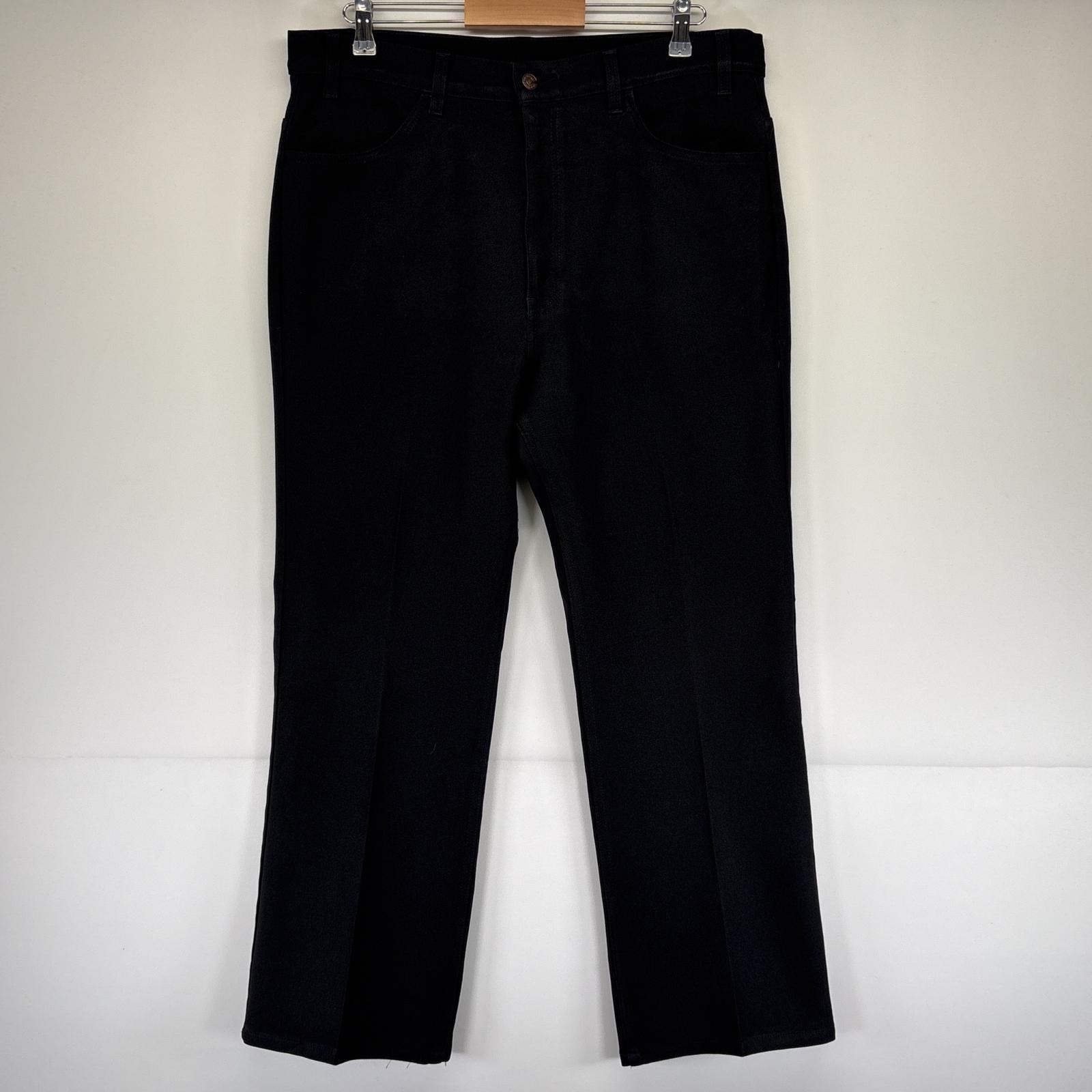 古着 90's/90年代 リーバイス Levi's スラックスパンツ ポリエステルパンツ ストレート 大きいサイズ ポリパン w38 L29  ブラック メンズ
