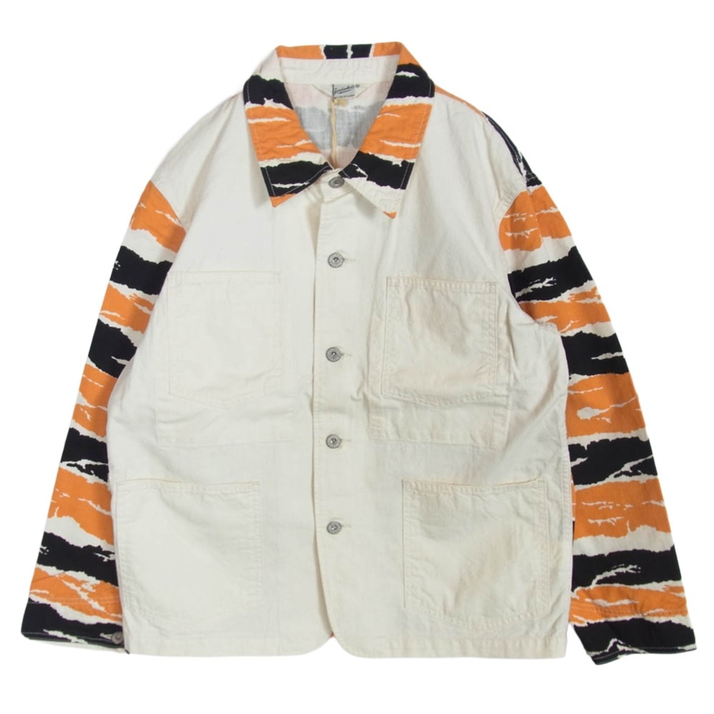TENDERLOIN テンダーロイン ジャケット T-TIGER COVERALL タイガー カモ 切替 コットン カバーオール ジャケット オレンジ系 オフホワイト系 M【中古】
