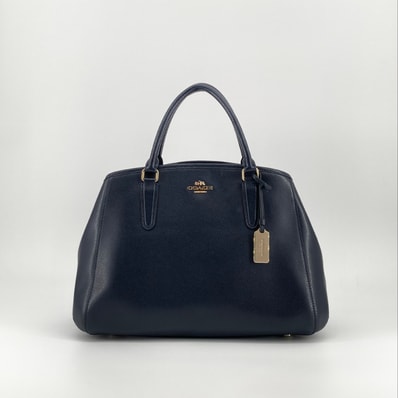 COACH(コーチ) クロスグレイン レザー スモール マーゴット ハンドバッグ ブラック