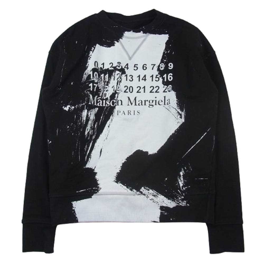 MAISON MARGIELA メゾンマルジェラ スウェット 20SS S29GU0060 S25403 四つタグ ペンキグラフィック カレンダーロゴプリント クルーネック スウェット ブラック系 M【中古】