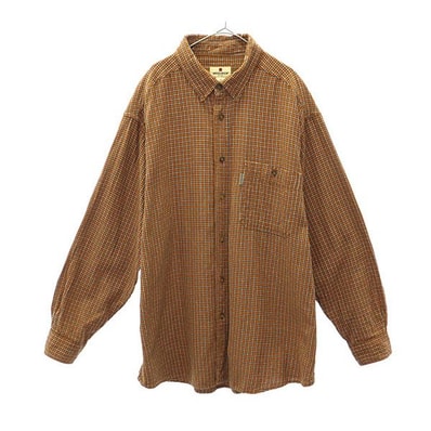 WOOLRICH ウールリッチ チェック 長袖 ボタンダウンシャツ 2XL ブラウン ビッグサイズ