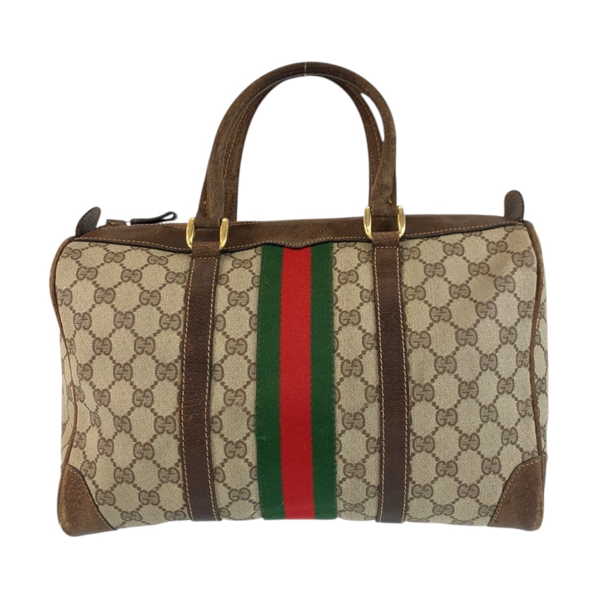 GUCCI グッチ シェリーライン ベージュ ブラウン ゴールド金具 GGスプリームキャンバス レザー/ ハンドバッグ ボストンバッグ 602251 【中古】