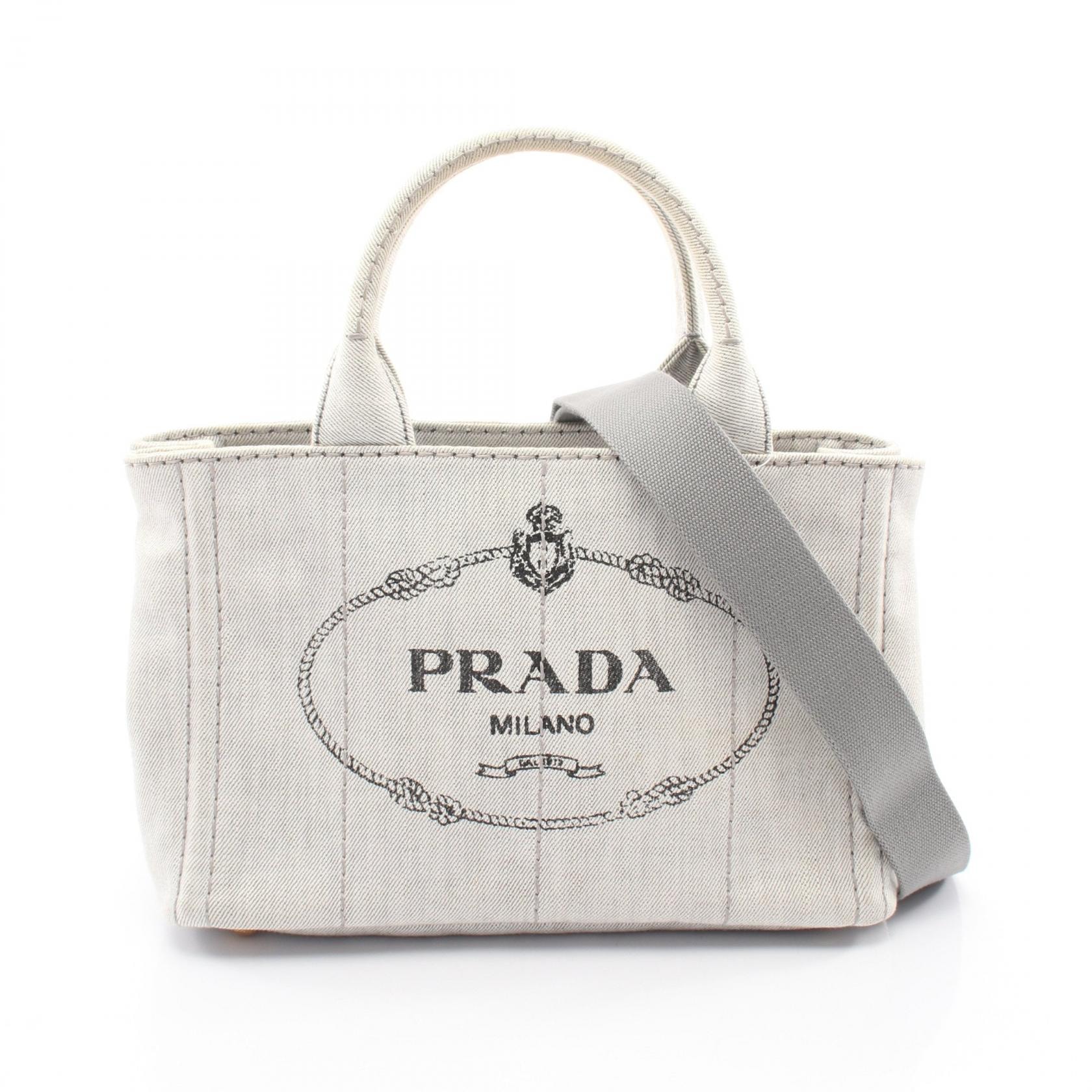 プラダ PRADA DENIM CANAPA カナパ 2WAY トートバッグ バッグ デニム レディース グレー系 【中古】