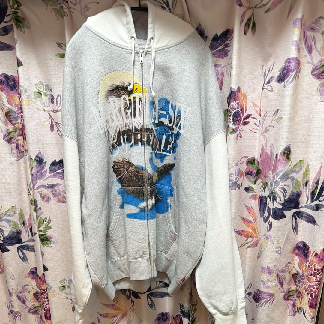 Supreme x MM6 Maison Margiela Eagle Zip Up Hooded Sweatshirt "Ash Grey"
