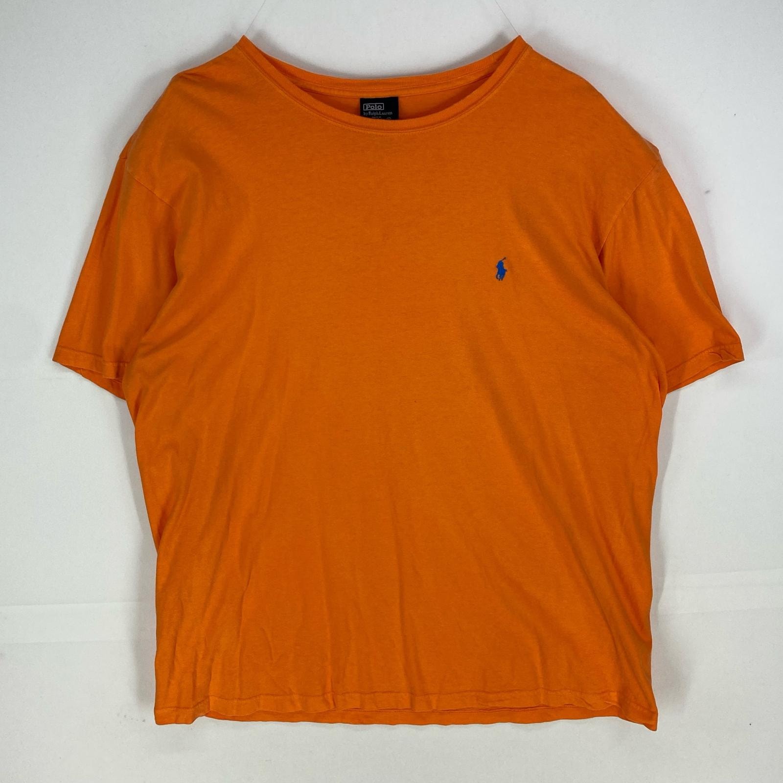 古着 ポロバイラルフローレン Polo by Ralph Lauren 半袖Tシャツ クルーネック ワンポイント ショートスリーブ XL  オレンジ系 メンズ