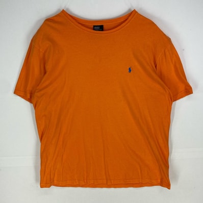 古着 ポロバイラルフローレン Polo by Ralph Lauren 半袖Tシャツ クルーネック ワンポイント ショートスリーブ XL オレンジ系 メンズ