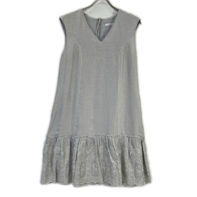 フォクシー 35790 スカイブルー Dress Lyon リネン 花柄レース ワンピース 42