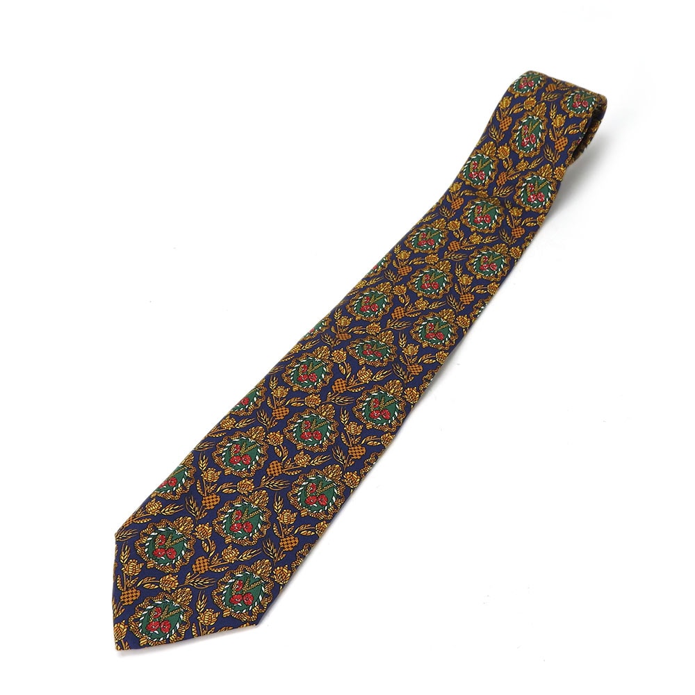 【中古】 クリスチャンディオール ネクタイ シルク ネイビー ブルー ゴールド 紳士 おしゃれ アパレル メンズ 男性 Christian Dior