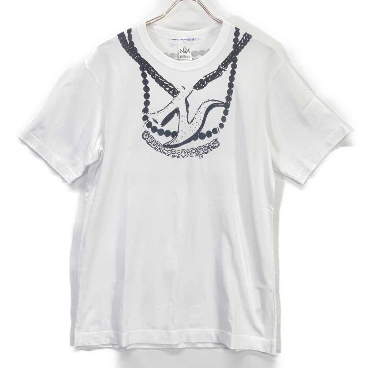 コムデギャルソンシャツ ×ASAP Nast  ブラック×ホワイト プリントTシャツ L