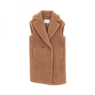 マックスマーラ MAX MARA TEDDY テディベア ベスト 衣料品 アウター シルク キャメル レディース ブラウン系 127102116 【中古】