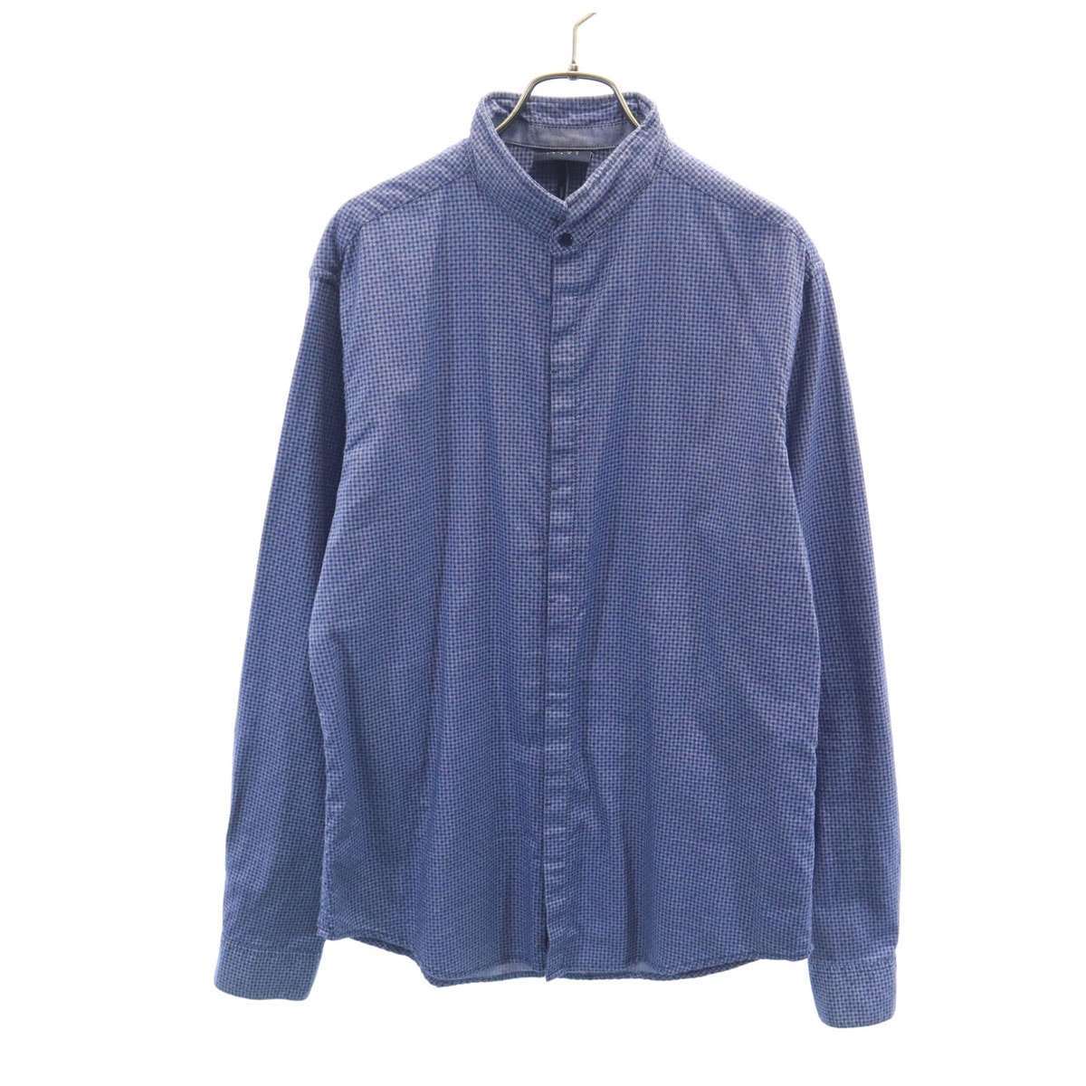 ARMANI JEANS アルマーニジーンズ 総柄 長袖 スタンドカラー シャツ L 青紺系