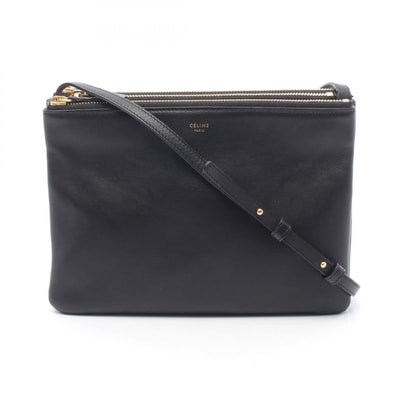 セリーヌ CELINE TRIO LARGE トリオ ラージ ショルダーバッグ バッグ レザー レディース ブラック系 171453 【中古】
