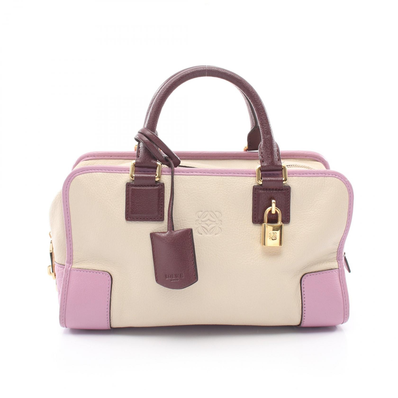 ロエベ LOEWE アマソナ28 ハンドバッグ バッグ レザー レディース アイボリー系 / パープル系 / ボルドー系 【中古】