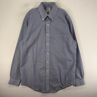 古着 ブルックスブラザーズ Brooks Brothers 長袖シャツ ボタンダウン MADISON 1818 M ブルー系 ストライプ メンズ