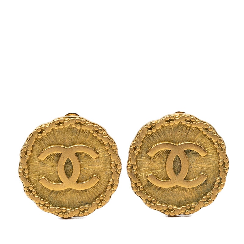 シャネル ココマーク ヴィンテージ ラウンド イヤリング 95P ゴールド メッキ GP レディース CHANEL 【中古】