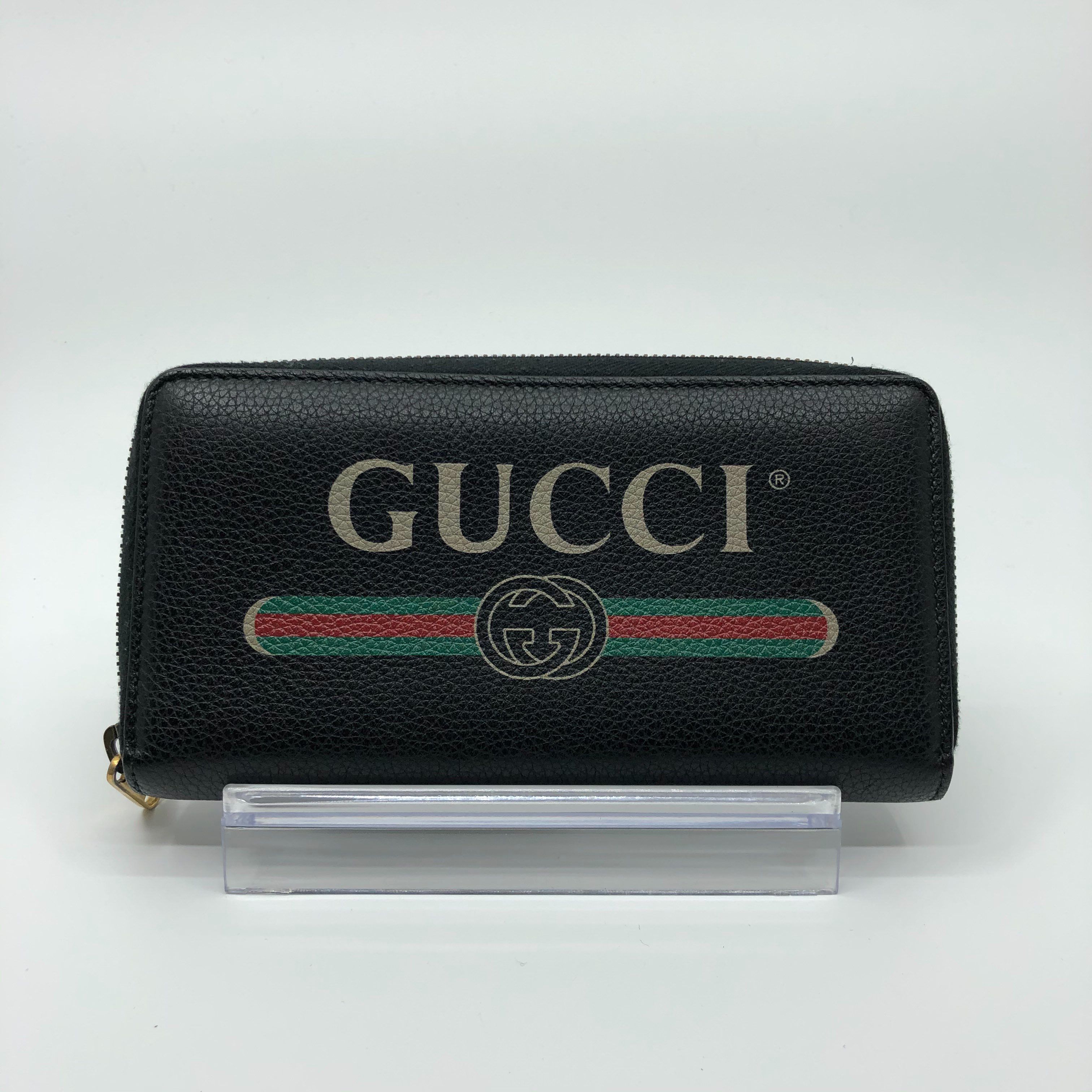 GUCCI Vintage Logo Print Zip Around Wallet "Black"