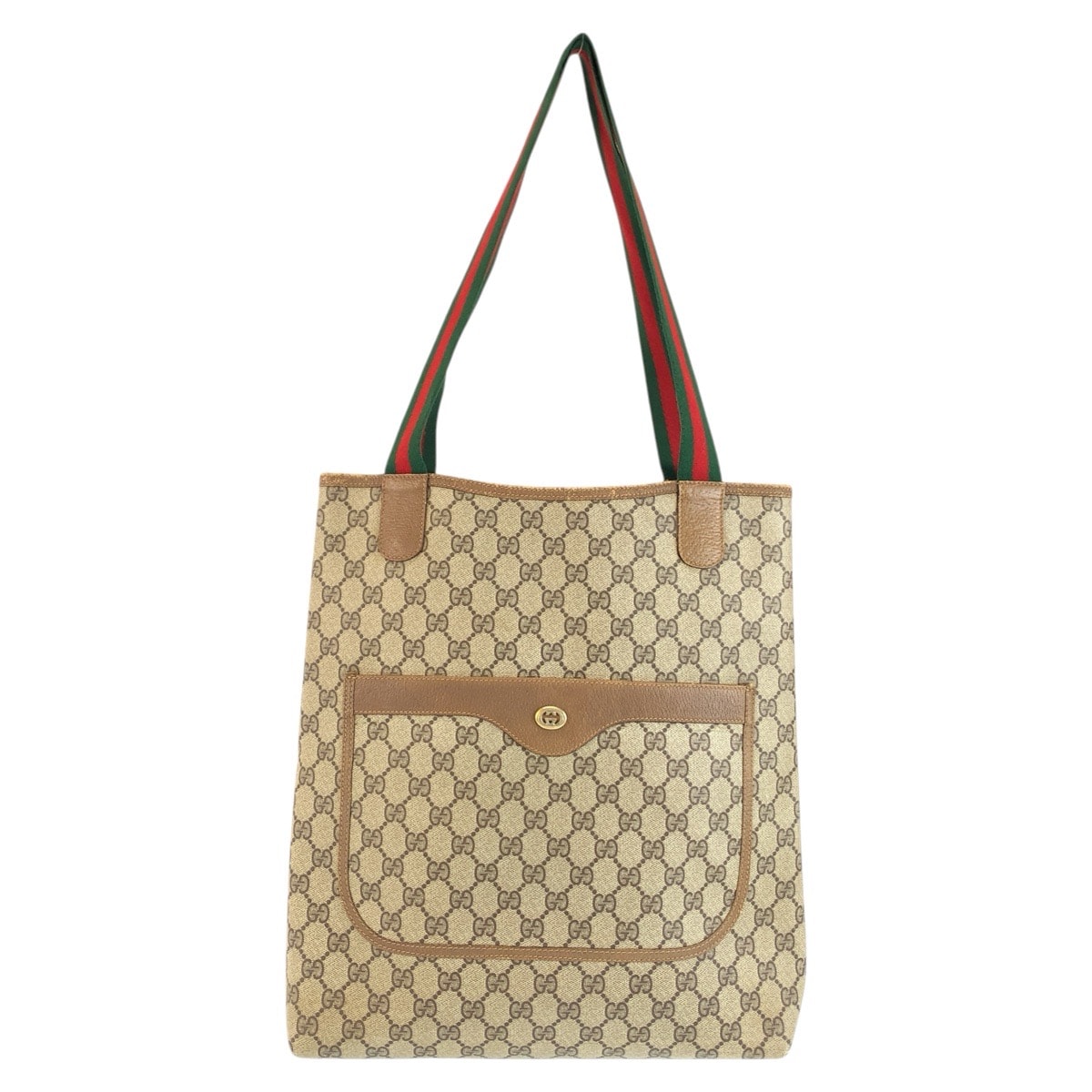 GUCCI グッチ ヴィンテージ シェリーライン ベージュ ブラウン GGスプリームキャンバス レザー/ トートバッグ ショルダーバッグ 604657 【中古】