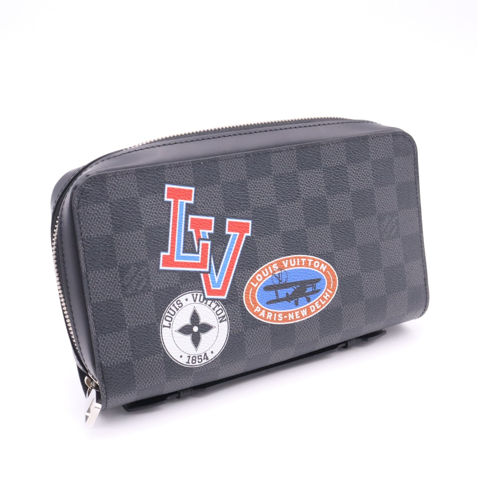 美品 LOUIS VUITTON ルイ・ヴィトン ダミエ グラフィット LVリーグ ジッピーXL N64441 長財布 ブラック グレー マルチカラー コーティングキャンバス レザー メンズ