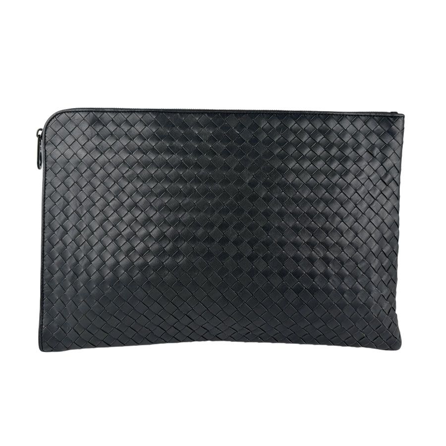 ボッテガヴェネタ BOTTEGAVENETA クラッチバッグ イントレチャート レザー ダークグレー メンズ【中古】 z6266