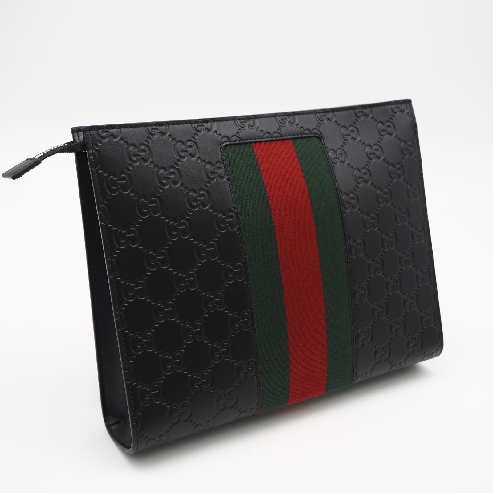 未使用 GUCCI グッチ GGスプリーム キャンバス グッチシマ シェリーライン クラッチバッグ 475316 クラッチバッグ ブラック グリーン レッド レザー メンズ