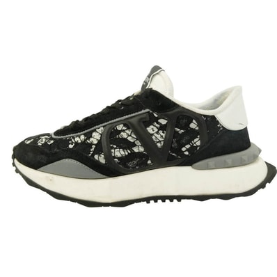 VALENTINO ヴァレンティノ LS X F28 Y2 Garavani ガラヴァーニ Vロゴ レースランナー ローカット スニーカー ブラック系 ホワイト系 40【中古】