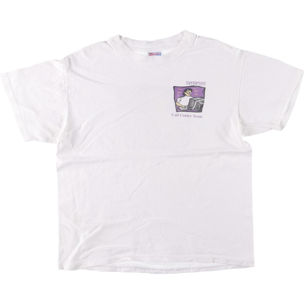 古着 90年代 ヘインズ Hanes SYNOPSYS シノプシス BEEFY-T アドバタイジングTシャツ USA製 メンズL相当/eaa567233