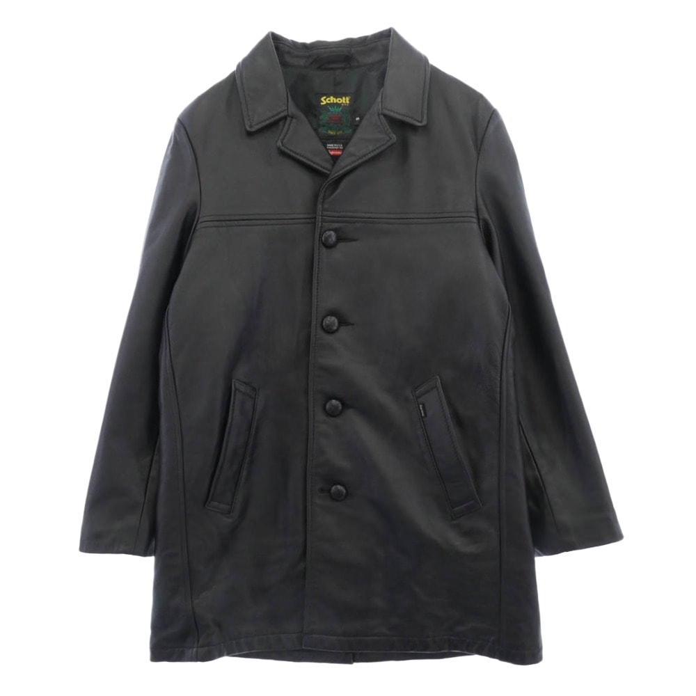 Supreme シュプリーム Schott ショット レザージャケット 23AW USA製 Leather Car Coat レザー カーコート ジャケット ブラック系 S【中古】