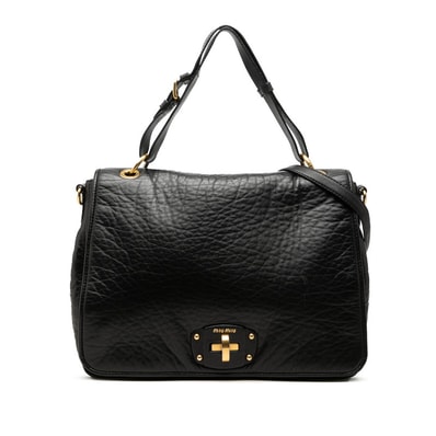 ミュウ ミュウ ハンドバッグ ショルダーバッグ 2WAY ブラック レザー レディース Miu Miu 中古