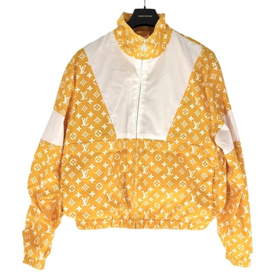LOUIS VUITTON ルイヴィトン アウター モノグラム テクニカルトラックトップ アパレル 服 ブルゾン ジャケット 50 イエロー ホワイト 白 ナイロン レディース 春 秋 美品【中古品】