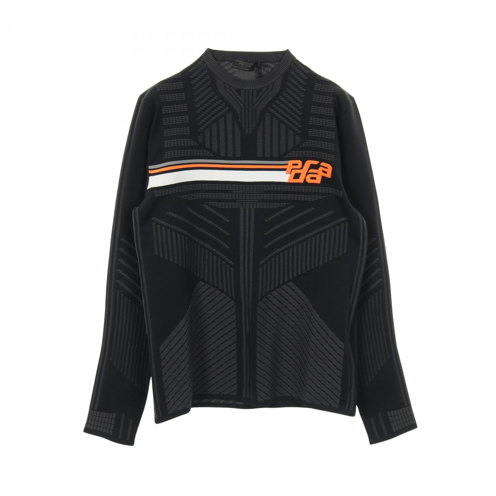 プラダ PRADA テクニカルニット スウェット 衣料品 トップス ポリエステル メンズ ブラック系 / グレー系 【中古】