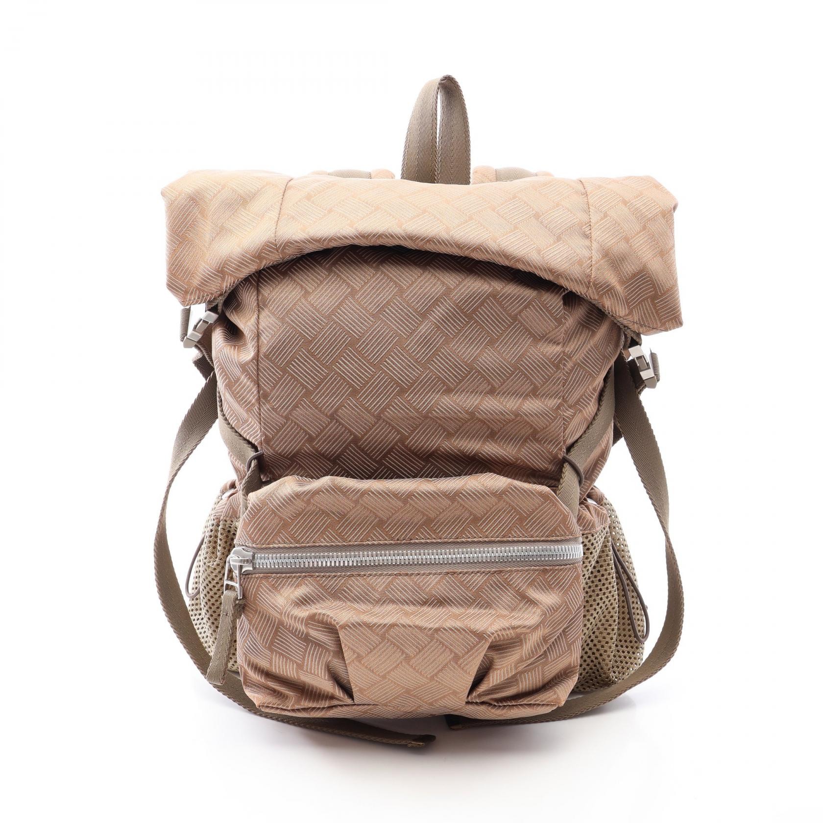 ボッテガヴェネタ BOTTEGA VENETA トレッキング イントレチャート リュックサック バックパック バッグ ナイロン メンズ レディース ブラウン系 【中古】