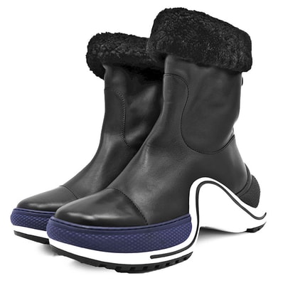 【美品】LOUIS VUITTON ルイ・ヴィトン アークライトライン ボアブーツ 2019年製 LV ロゴ モノグラムフラワー レザー/ラバー ショート アンクル シューズ レディース サイズ 38 ブラック 黒 CL0169