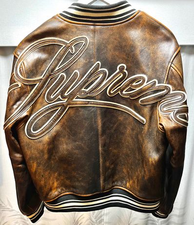 シュプリーム レザーバーシティージャケット