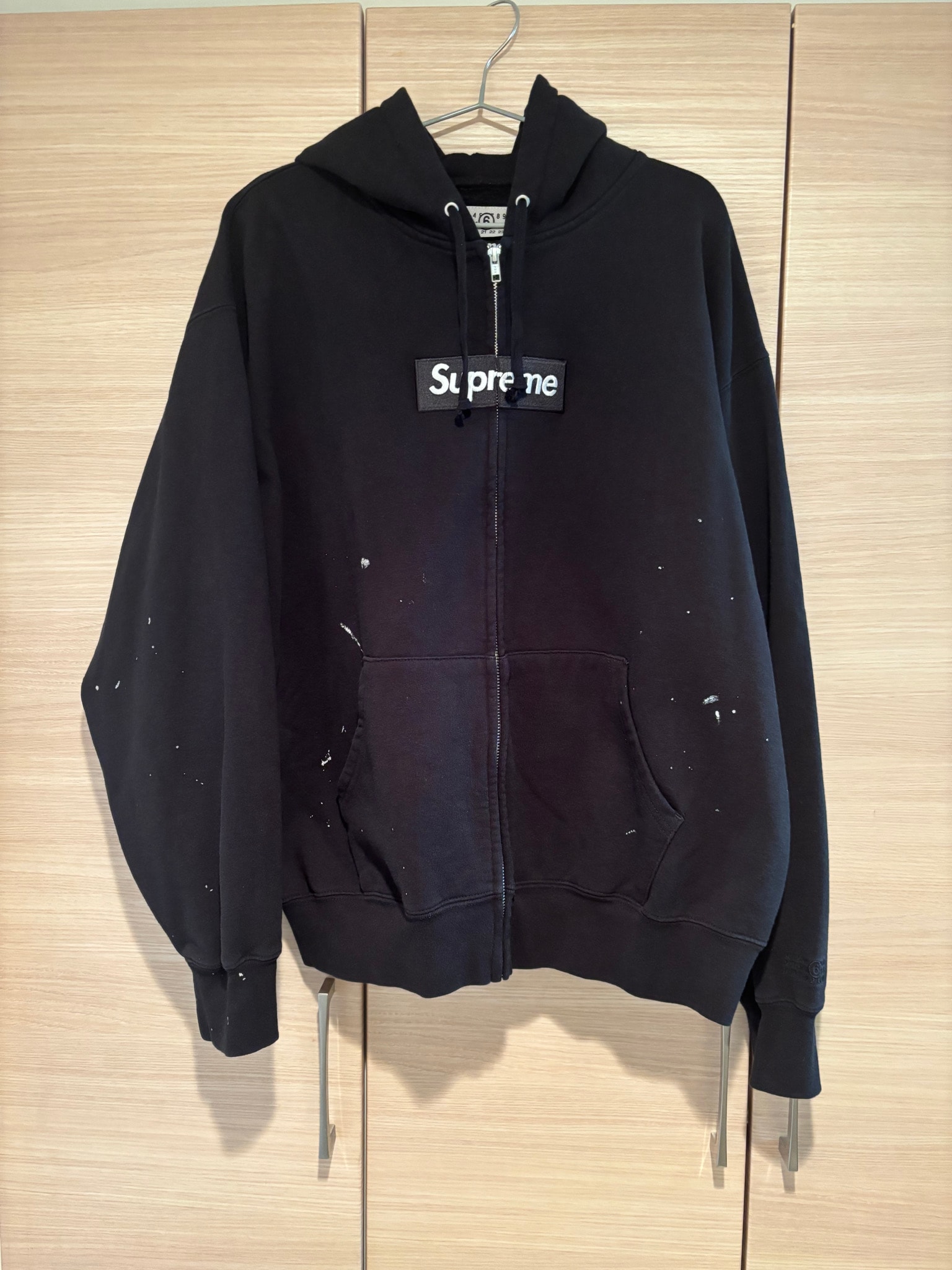 Supreme x MM6 Maison Margiela Box Logo Zip Up Hooded Sweatshirt "Black"