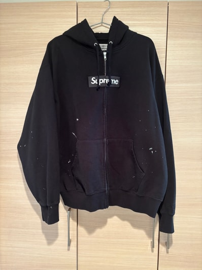 Supreme x MM6 Maison Margiela Box Logo Zip Up Hooded Sweatshirt "Black"