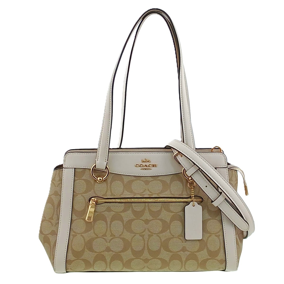 COACH コーチ カイリー キャリーオール トートバッグ キャンバス ベージュ  レディース【中古】