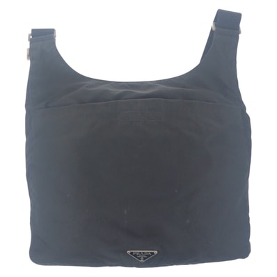 PRADA プラダ テスート 三角ロゴプレート ブラック 黒 シルバー金具 ナイロン ショルダーバッグ 504038 【中古】