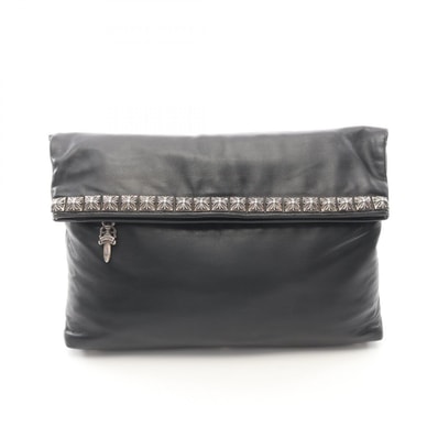 Chrome Hearts Pyramid Studs Leather Clutch Bag "Black"